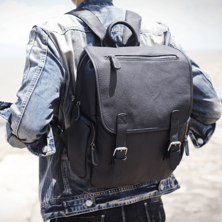 Sac a dos homme cuir noir vintage compartiment ordinateur (9)