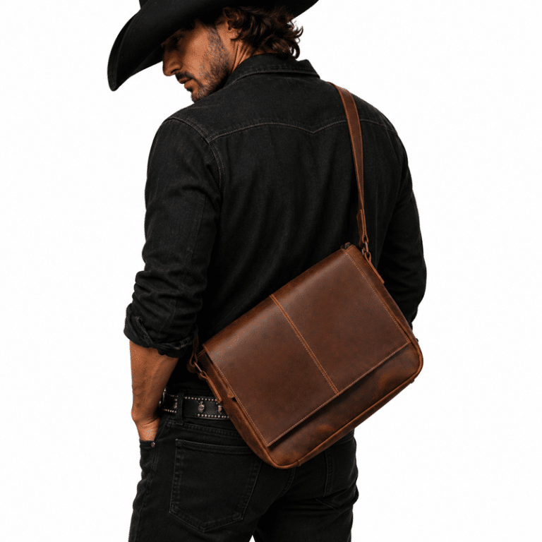Sac bandoulière homme en cuir brut vintage (4)