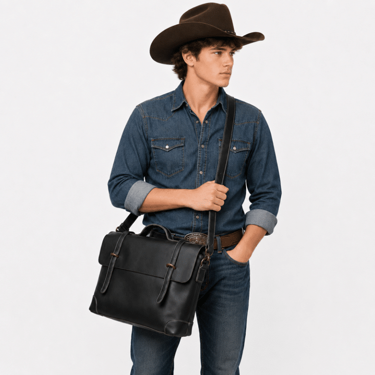 Sac de cours étudiant en cuir style vintage américain