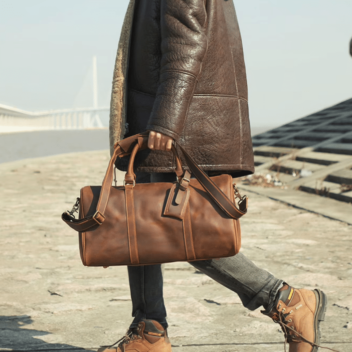 Sac de sport en cuir vintage avec bandoulière (2)