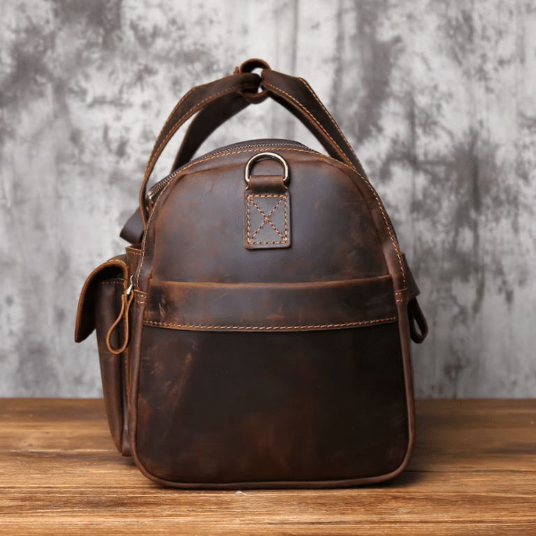 Sac de voyage en cuir brut style western (10)
