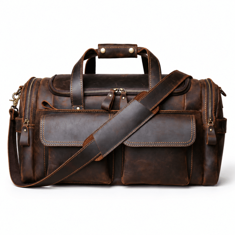 Sac de voyage en cuir brut style western (5)