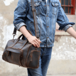 Sac de voyage western vintage en cuir fait main (5)