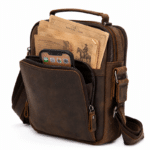 Sacoche Bandoulière Homme en Cuir Brut Marron Style Western (1)