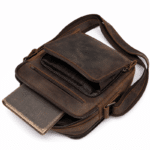 Sacoche Bandoulière Homme en Cuir Brut Marron Style Western (2)
