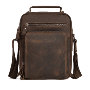 Sacoche Bandoulière Homme en Cuir Brut Marron Style Western