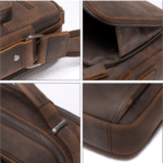 Sacoche Bandoulière Homme en Cuir Brut Marron Style Western (4)