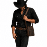 Sacoche Bandoulière Homme en Cuir Brut Marron Style Western (6)