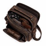 Sacoche Bandoulière Homme en Cuir Brut Marron Style Western (7)