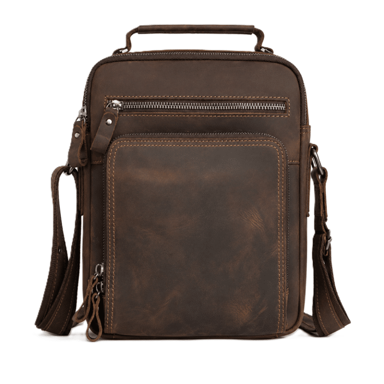 Sacoche Bandoulière Homme en Cuir Brut Marron Style Western
