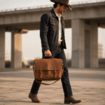 Sacoche en cuir homme western marron à bandoulière vintage (2)