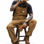 Salopette homme western camel renforcée style ranch (8)