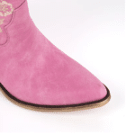 Santiag rose western femme cuir vegan à broderies florales ajourées (1)