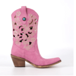 Santiag rose western femme cuir vegan à broderies florales ajourées (6)