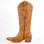 Santiag western femme cuir vegan camel à broderies country vintage (4)