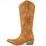 Santiag western femme cuir vegan camel à broderies country vintage (6)