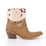 Santiag western femme cuir vegan camel à broderies florales ajourées (5)