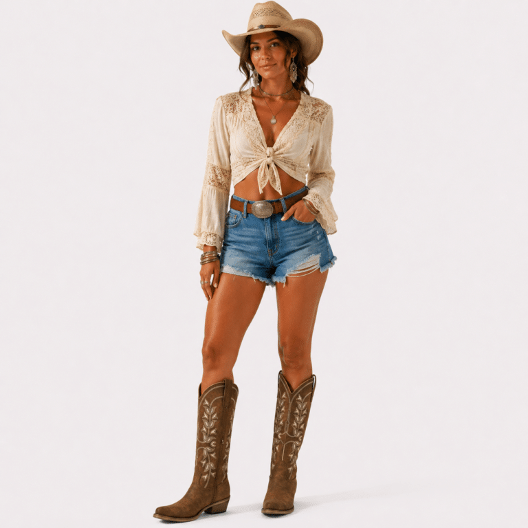 Santiag western femme cuir vegan marron terre à broderies country (1)