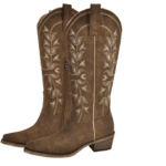 Santiag western femme cuir vegan marron terre à broderies country (3)