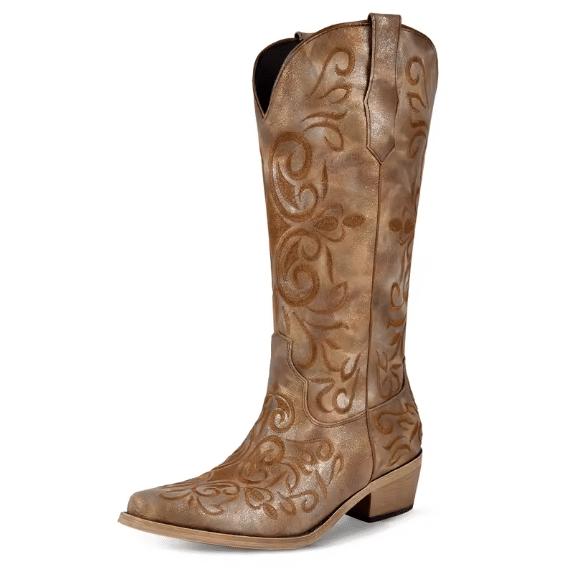 Santiags femmes marron style daim or patiné (6)