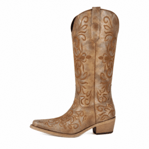 Santiags femmes marron style daim or patiné