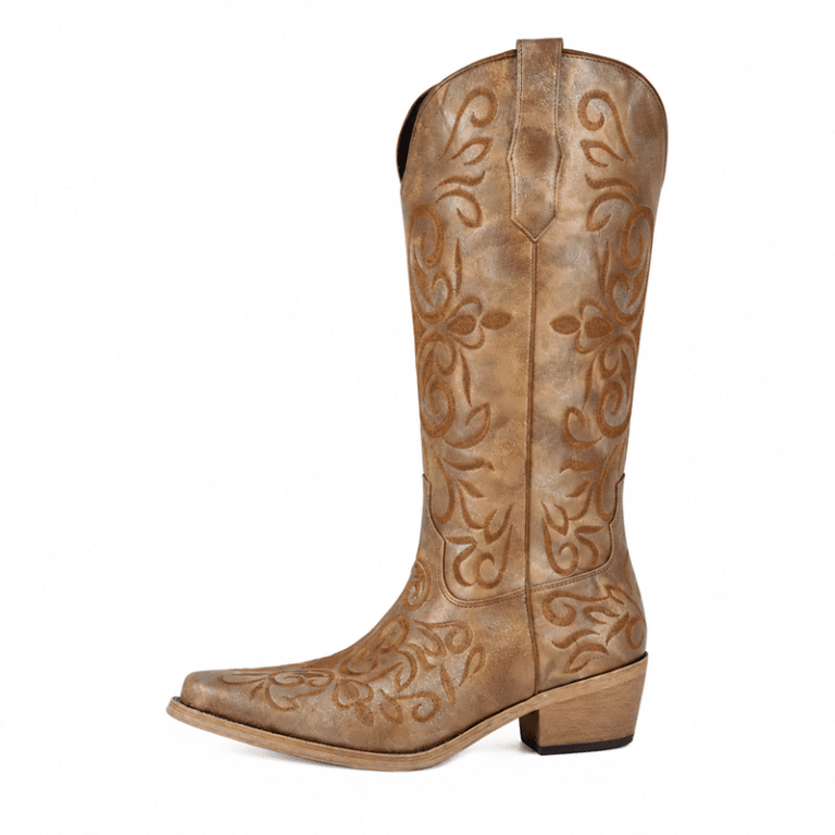 Santiags femmes marron style daim or patiné (8)