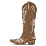 Santiags hautes Femme marron broderies « Floraison Sauvage » (2)