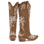 Santiags hautes Femme marron broderies « Floraison Sauvage » (3)