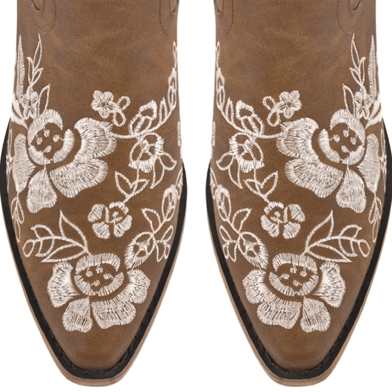 Santiags hautes Femme marron broderies « Floraison Sauvage » (5)