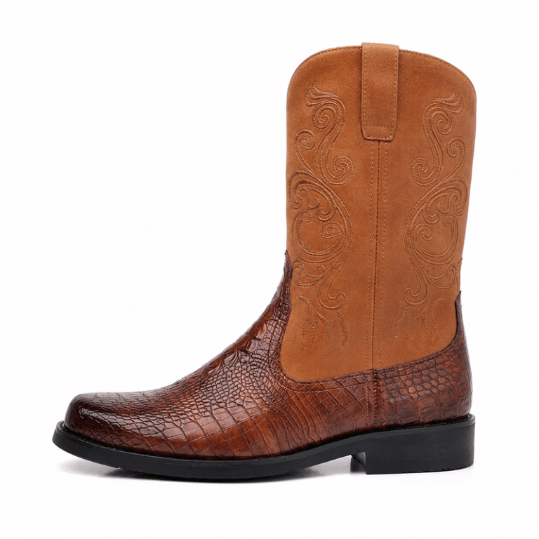 Santiags homme imitation peau de crocodile avec fermeture éclair (1)