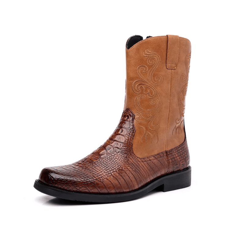 Santiags homme imitation peau de crocodile avec fermeture éclair (10)