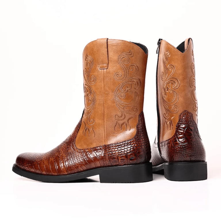 Santiags homme imitation peau de crocodile avec fermeture éclair (3)