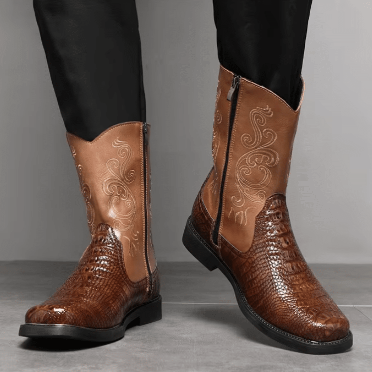 Santiags homme imitation peau de crocodile avec fermeture éclair (7)