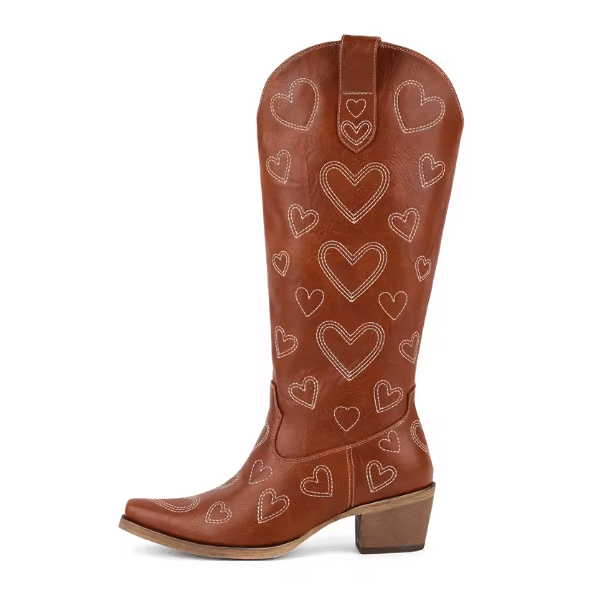 Santiags marron western femme cœur caramel (3)