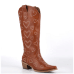 Santiags marron western femme cœur caramel (4)
