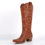 Santiags marron western femme cœur caramel (5)