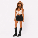Santiags noires femme style gothique brodé (2)
