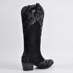 Santiags noires femme style gothique brodé (4)