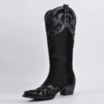 Santiags noires femme style gothique brodé (5)
