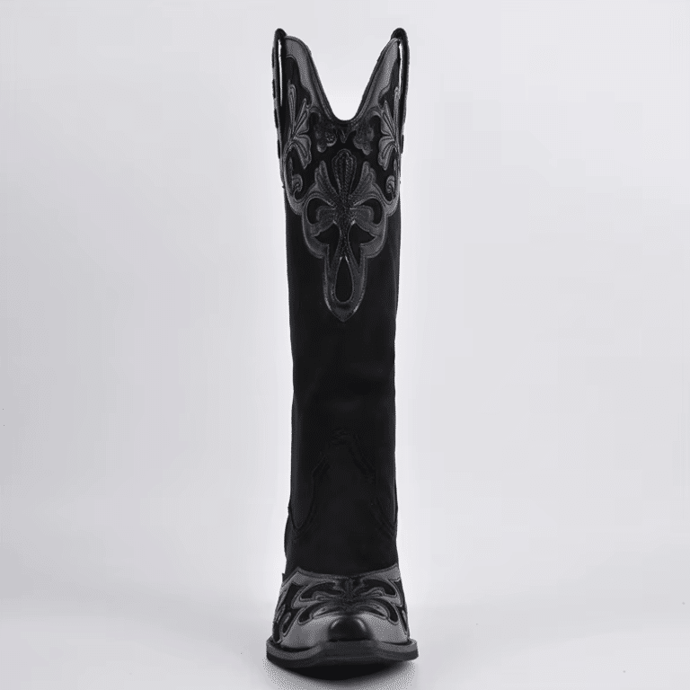 Santiags noires femme style gothique brodé (6)
