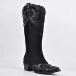 Santiags noires femme style gothique brodé (7)