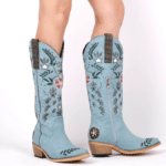 Santiags western femme bleu ciel prairie brodée (4)