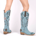 Santiags western femme bleu ciel prairie brodée (6)