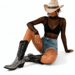 Santiags western femme motif python d