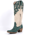 Santiags western femme vert émeraude et crème (8)