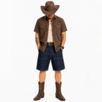 Short en jean cowboy homme coton denim workwear vintage (6)