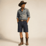Short homme workwear rayé style western vintage américain (8)