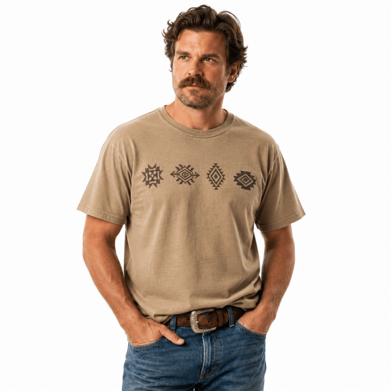 T-shirt western vintage à motifs géométriques amérindiens (1)