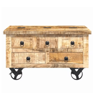 Table basse coffre western en bois massif de manguier fait main