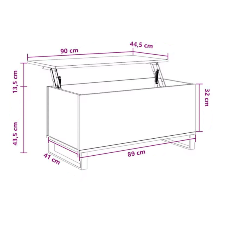 Table basse en chêne massif vintage avec coffre de rangement (2)